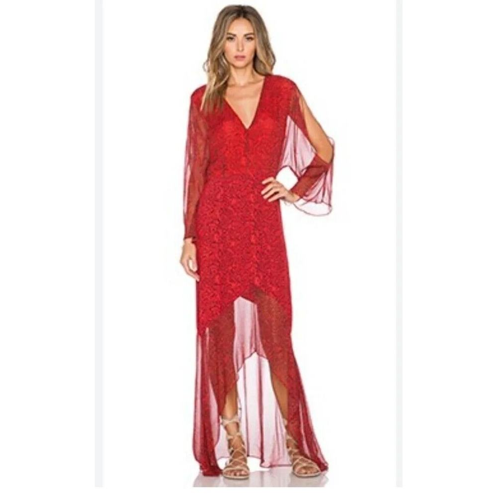 Twelfth Street By Cynthia Vincent Dress 4 Womens Small Red 100% Silk Maxi Formal